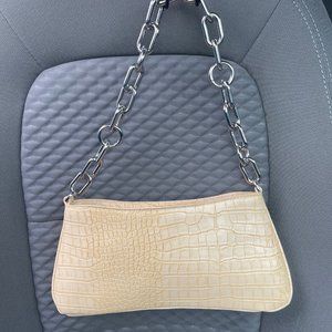 Brand New A New Day Tan Shoulder Bag with Silver Chain Handle